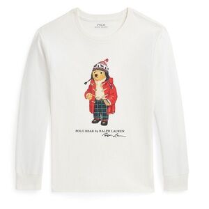 POLO RALPH LAUREN Big Boys Polo Bear Cotton Long Sleeve Tee Size SMALL 8‎